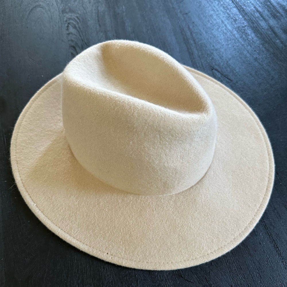 Free People Beige/Tan Wide-Brim Felt Hat